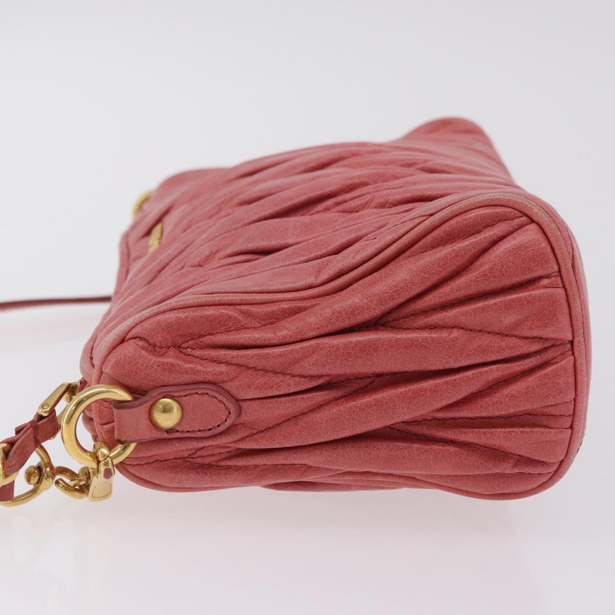 Miu Miu Matelasse Shoulder Bag Leather Pink Gold Auth 206317M