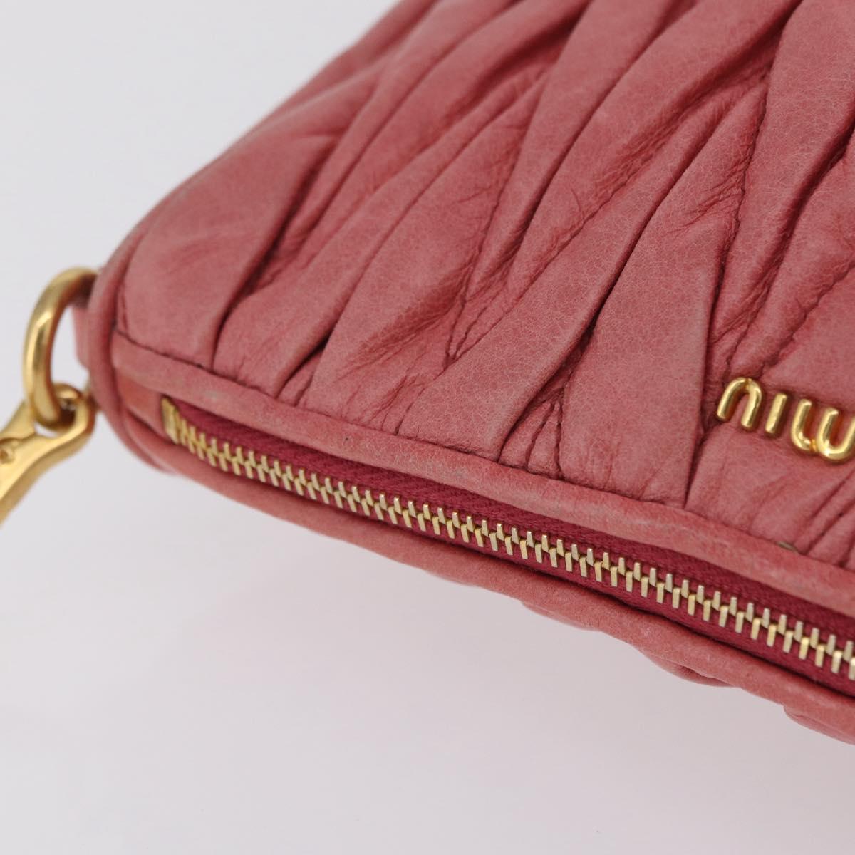 Miu Miu Matelasse Shoulder Bag Leather Pink Gold Auth 206317M