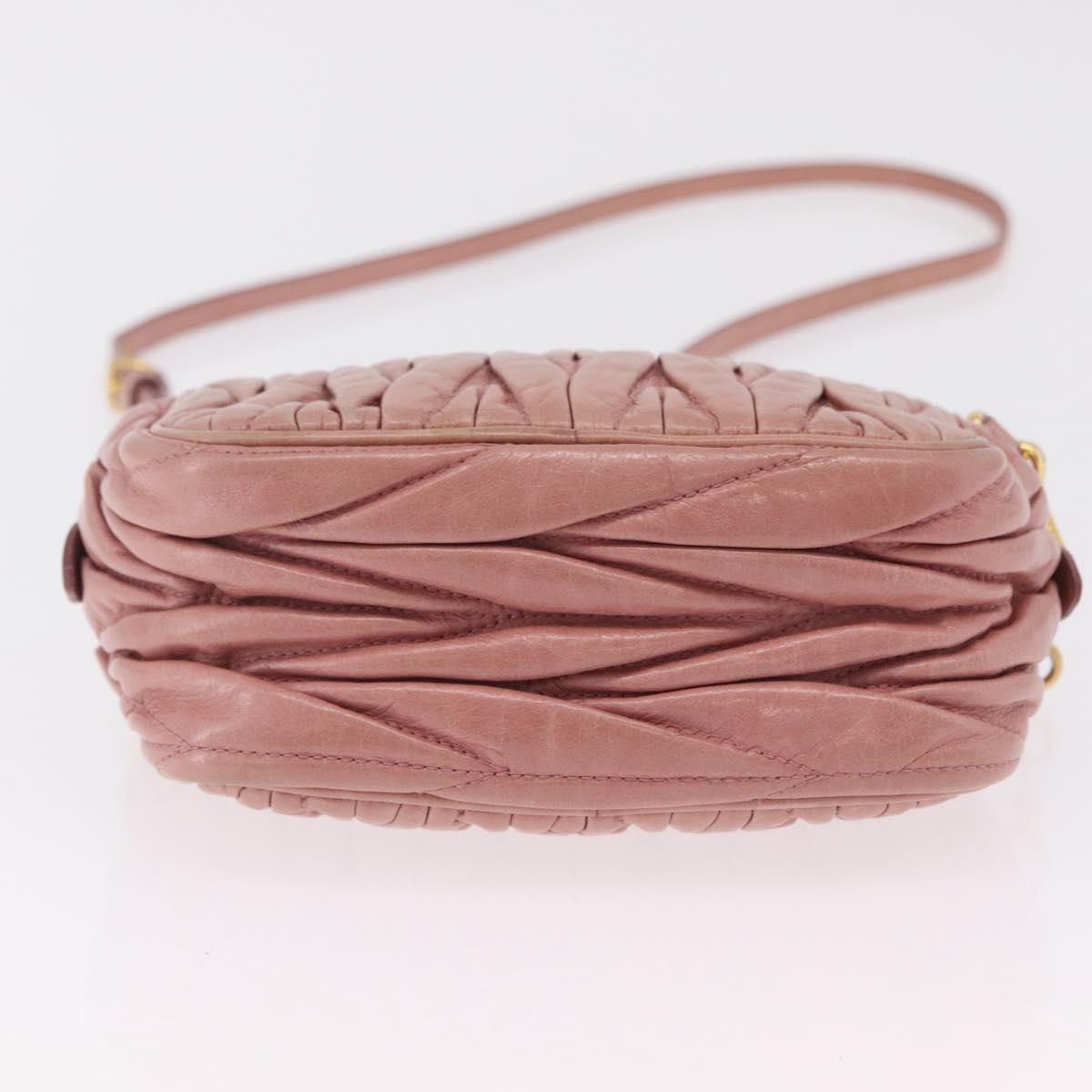 Miu Miu Matelasse Shoulder Bag Vitellolux Pink Gold Auth 206318A