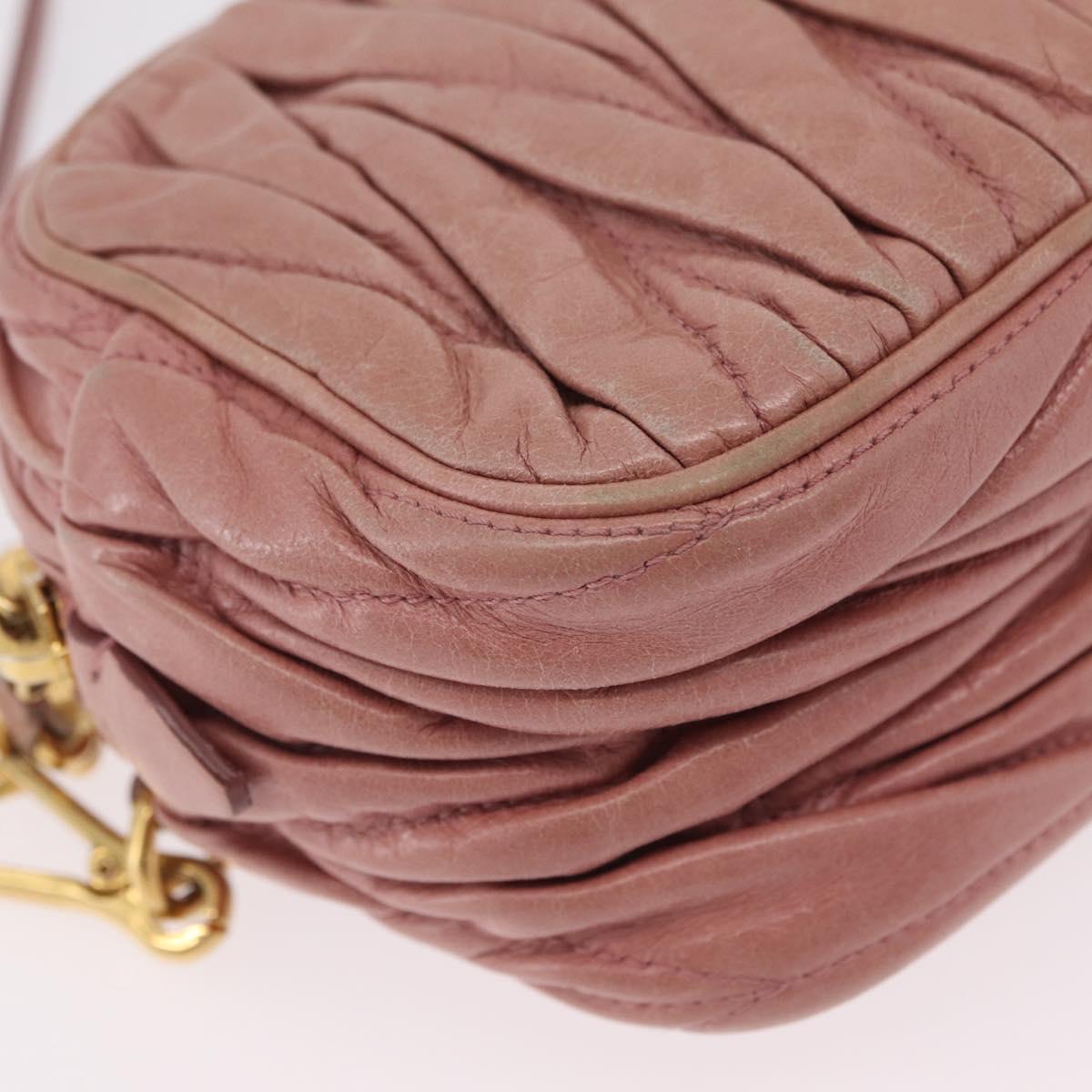 Miu Miu Matelasse Shoulder Bag Vitellolux Pink Gold Auth 206318A
