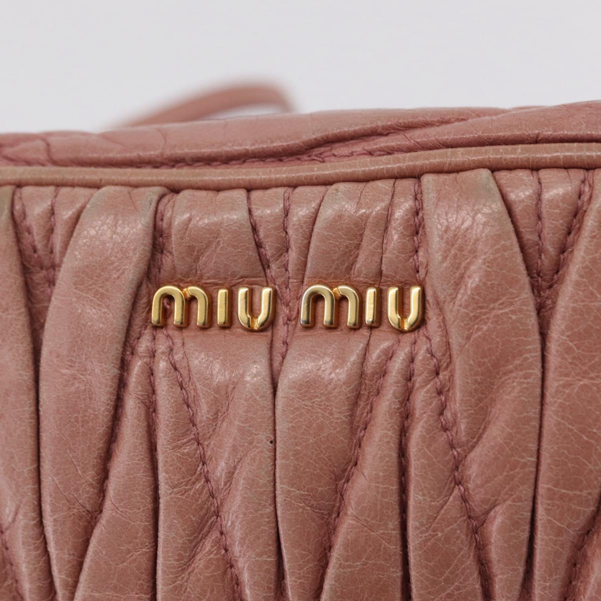 Miu Miu Matelasse Shoulder Bag Vitellolux Pink Gold Auth 206318A