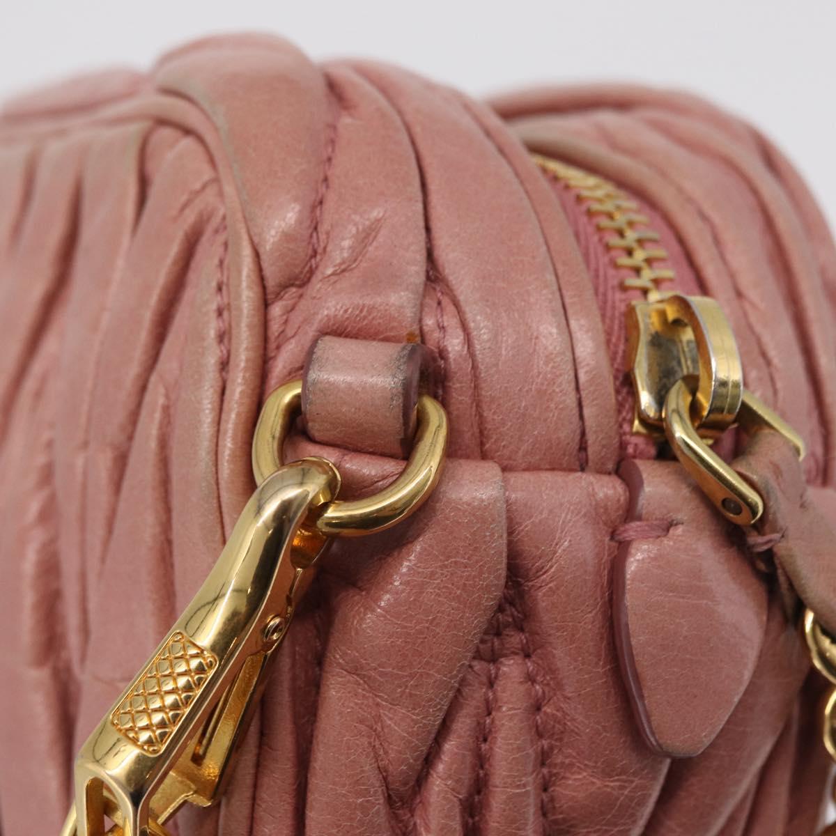 Miu Miu Matelasse Shoulder Bag Vitellolux Pink Gold Auth 206318A