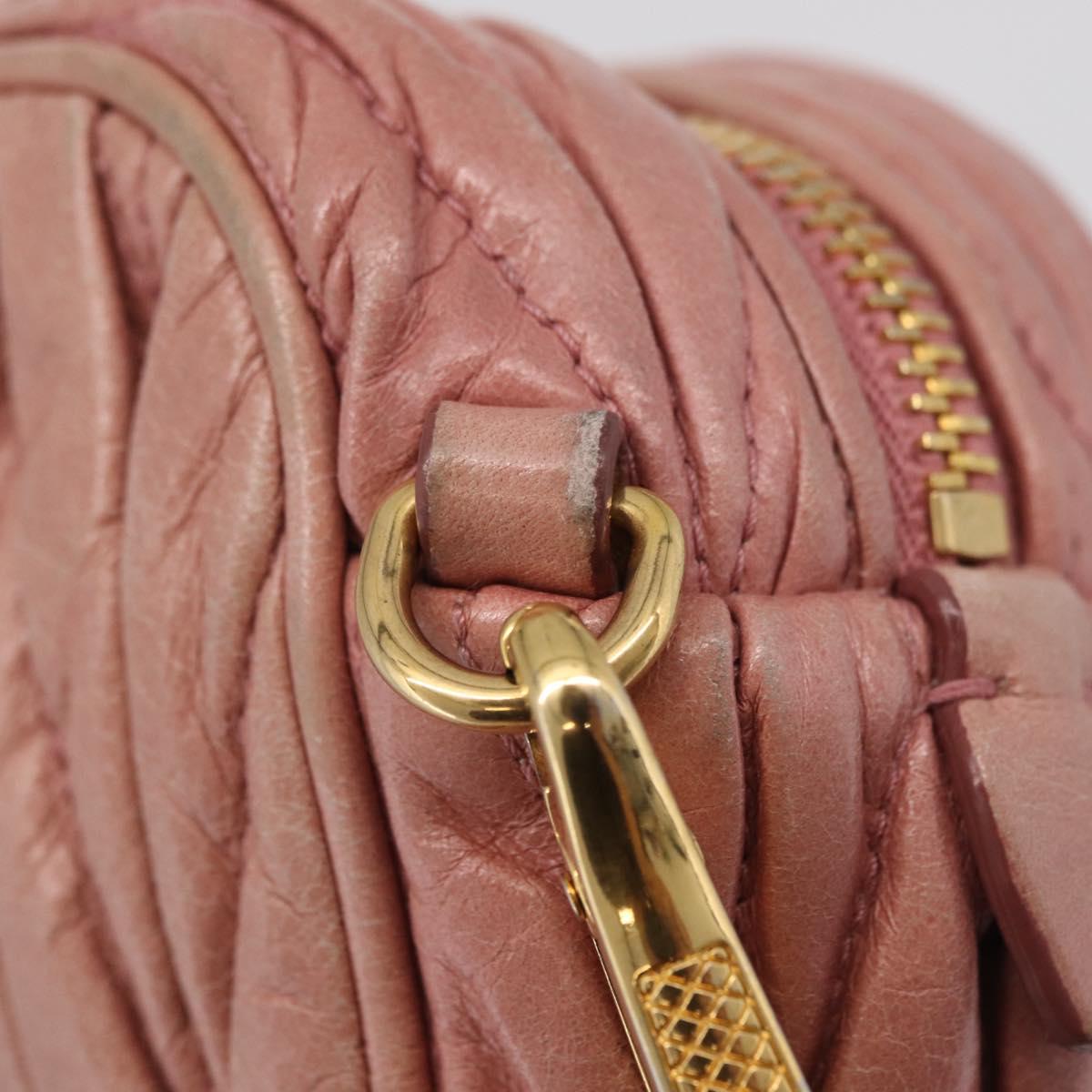 Miu Miu Matelasse Shoulder Bag Vitellolux Pink Gold Auth 206318A