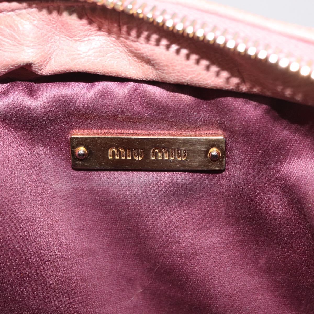Miu Miu Matelasse Shoulder Bag Vitellolux Pink Gold Auth 206318A