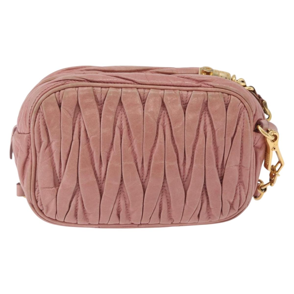 Miu Miu Matelasse Shoulder Bag Vitellolux Pink Gold Auth 206318A