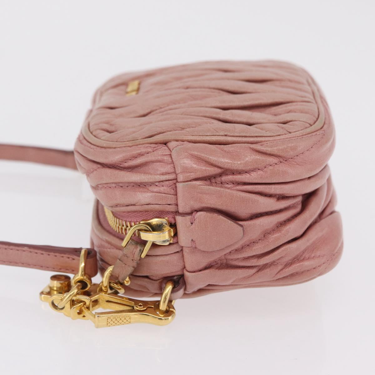 Miu Miu Matelasse Shoulder Bag Vitellolux Pink Gold Auth 206318A