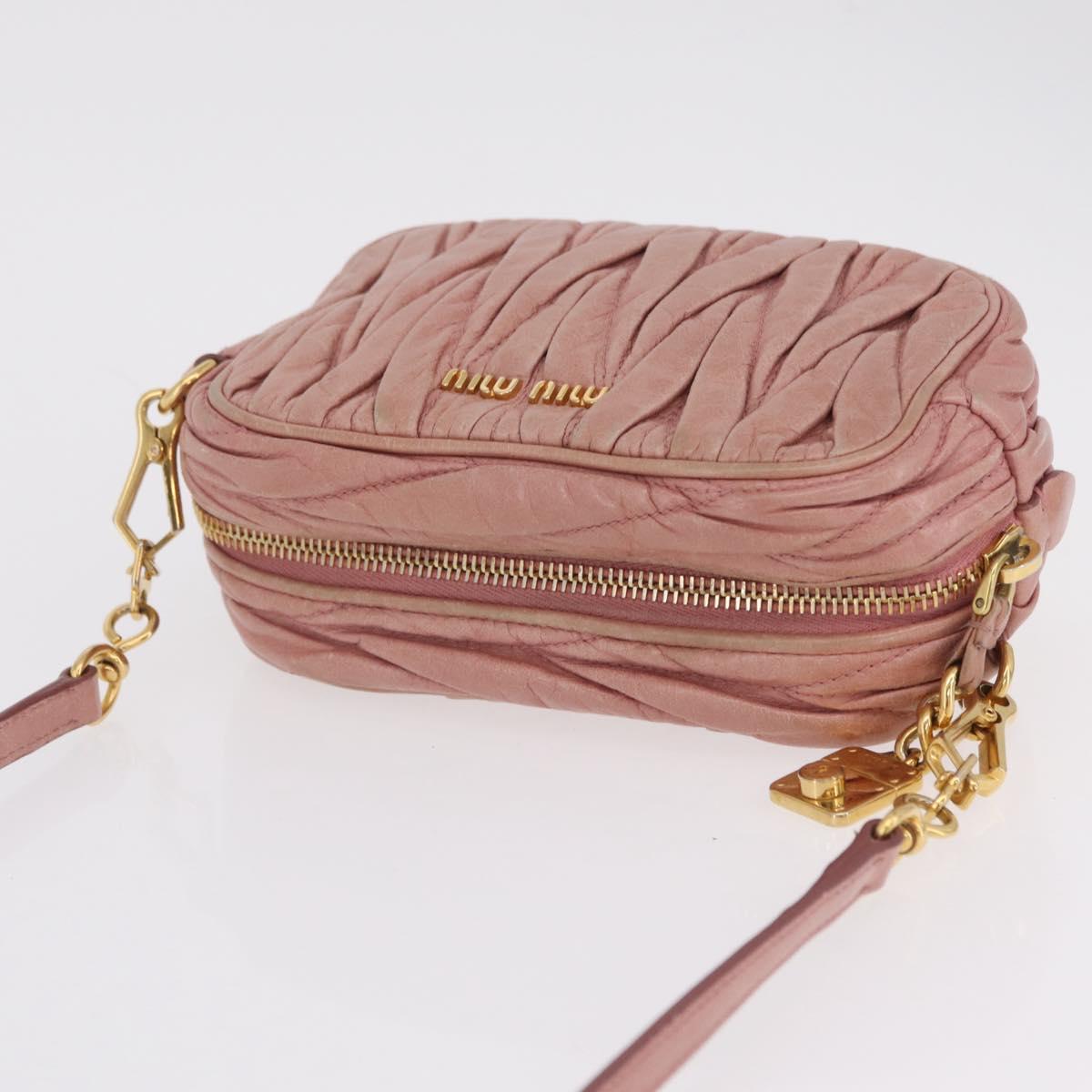 Miu Miu Matelasse Shoulder Bag Vitellolux Pink Gold Auth 206318A