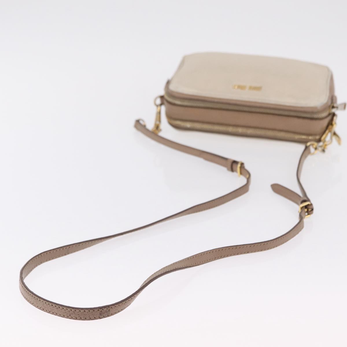 Miu Miu Shoulder Bag Leather Ivory Gold Auth 206322