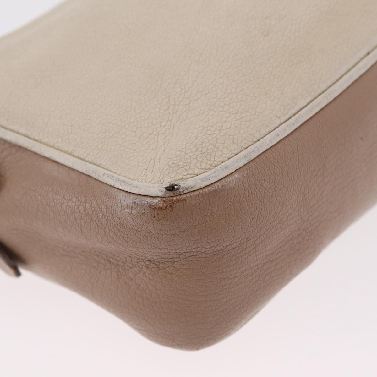 Miu Miu Shoulder Bag Leather Ivory Gold Auth 206322