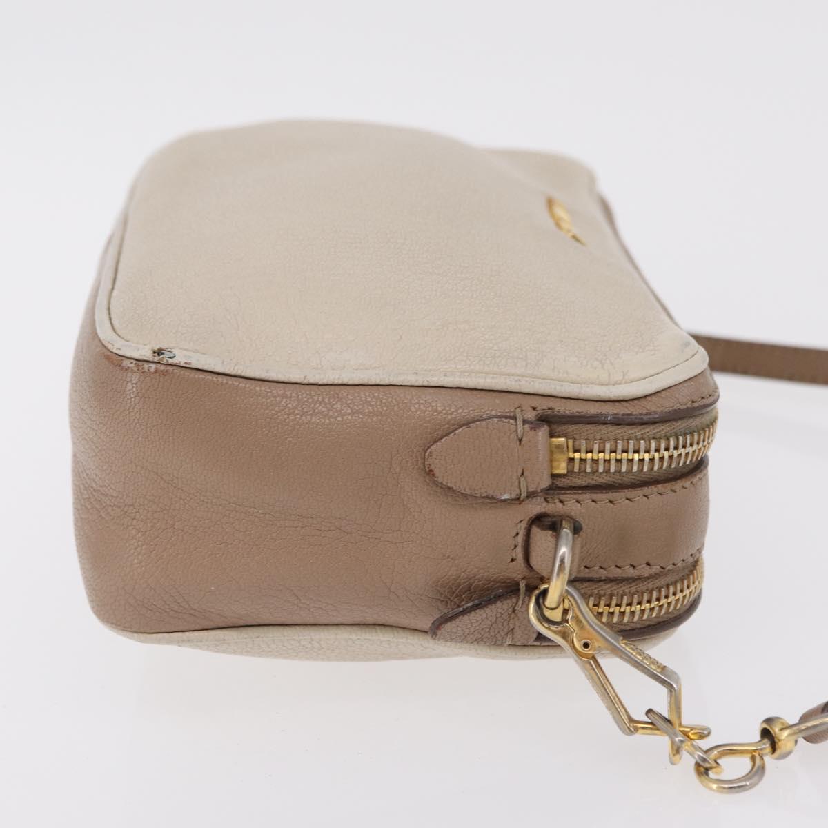 Miu Miu Shoulder Bag Leather Ivory Gold Auth 206322