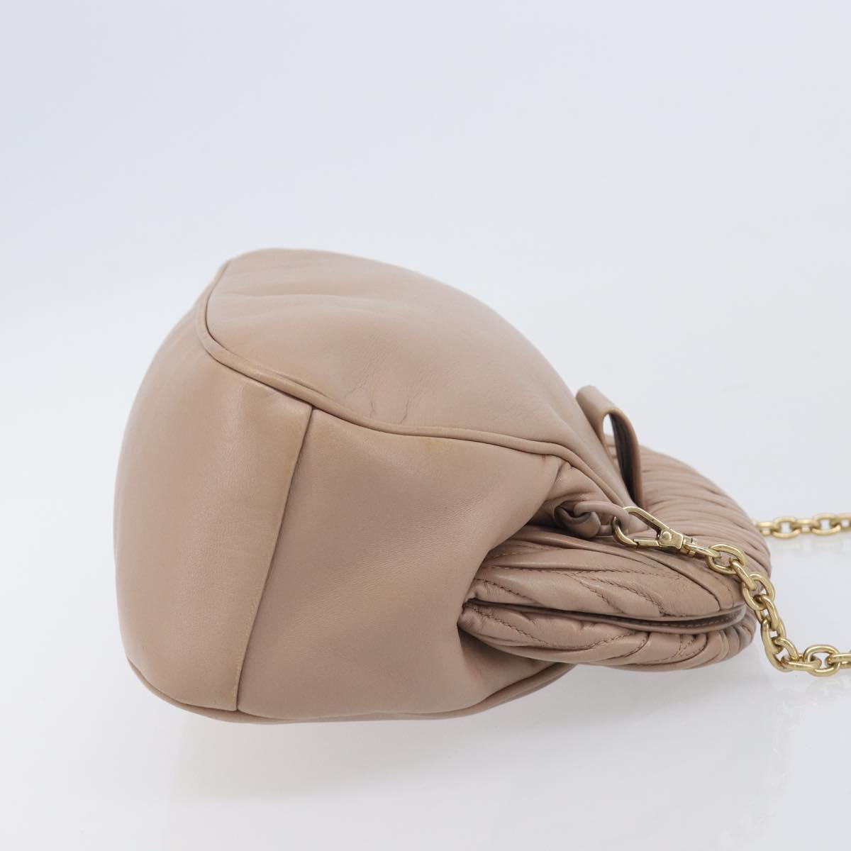 Miu Miu Matelasse Chain Shoulder Bag Leather Pink Gold Auth 206324M