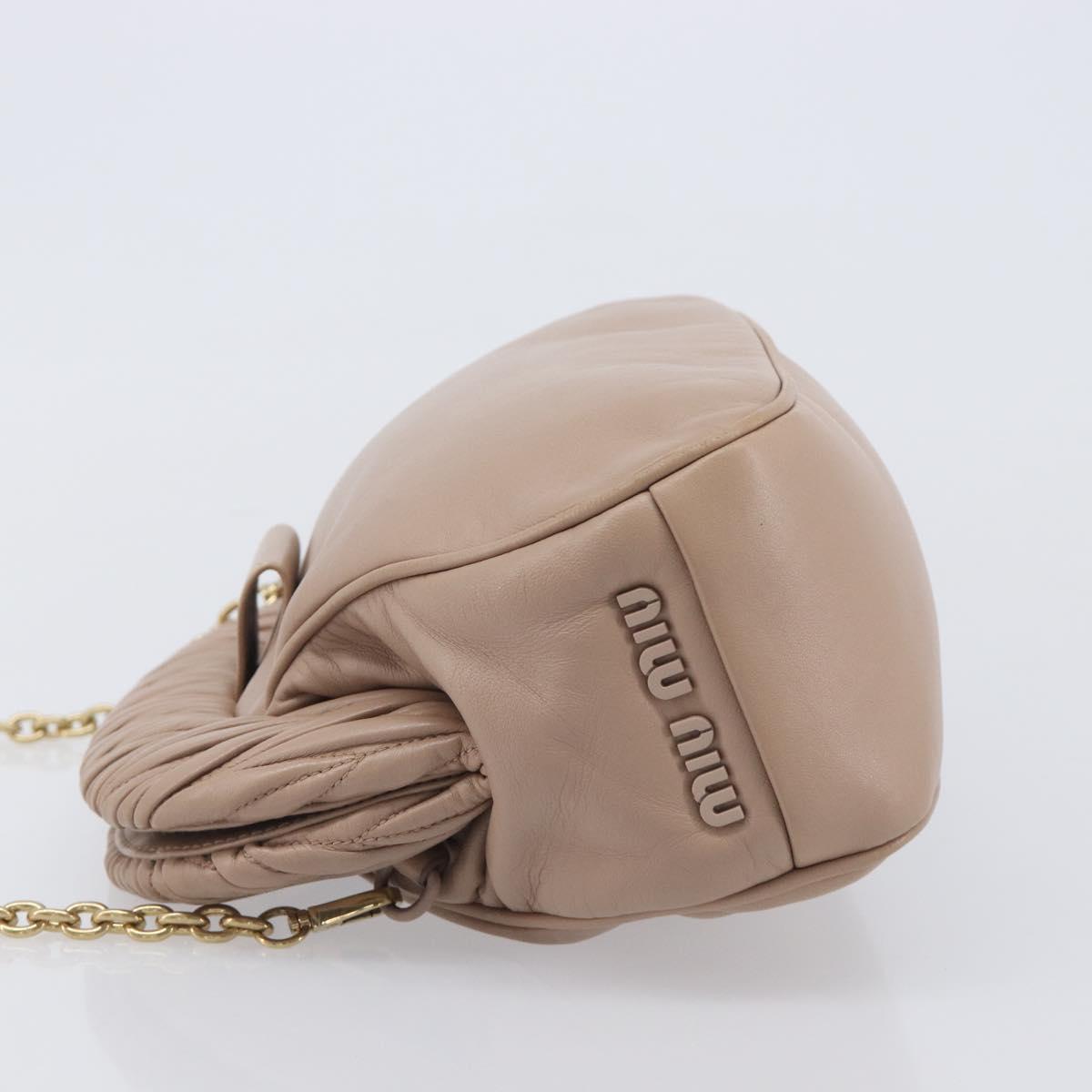 Miu Miu Matelasse Chain Shoulder Bag Leather Pink Gold Auth 206324M