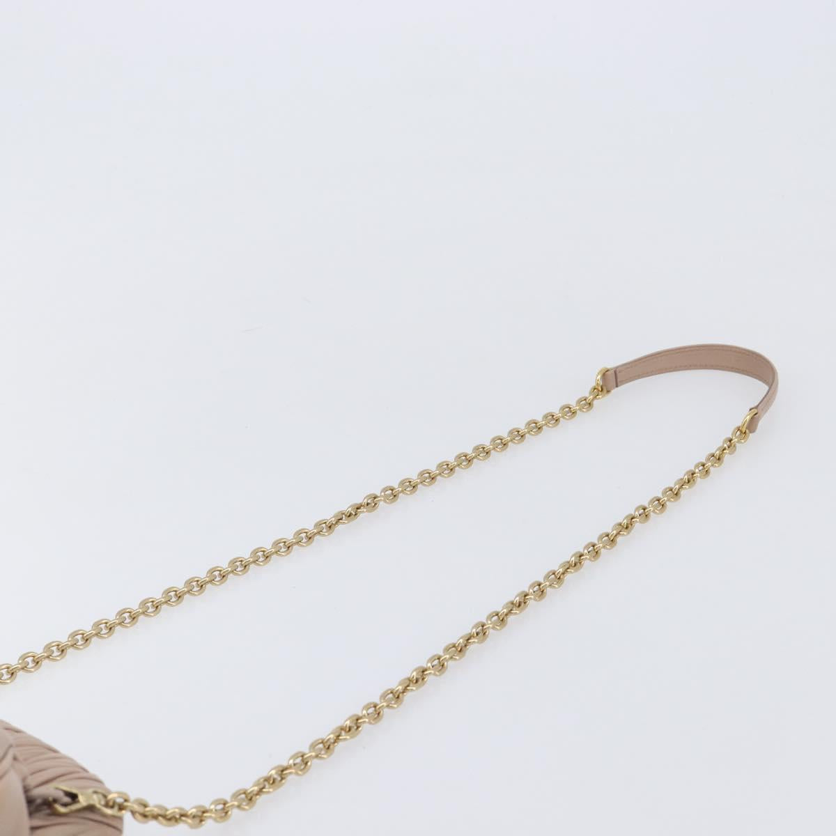 Miu Miu Matelasse Chain Shoulder Bag Leather Pink Gold Auth 206324M