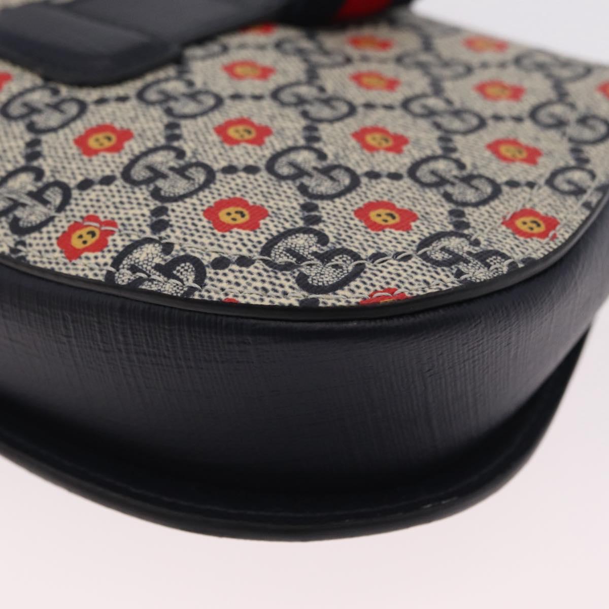 GUCCI GG Supreme Children's Waist bag PVC Sherry Line Navy 835822 Auth 206329M