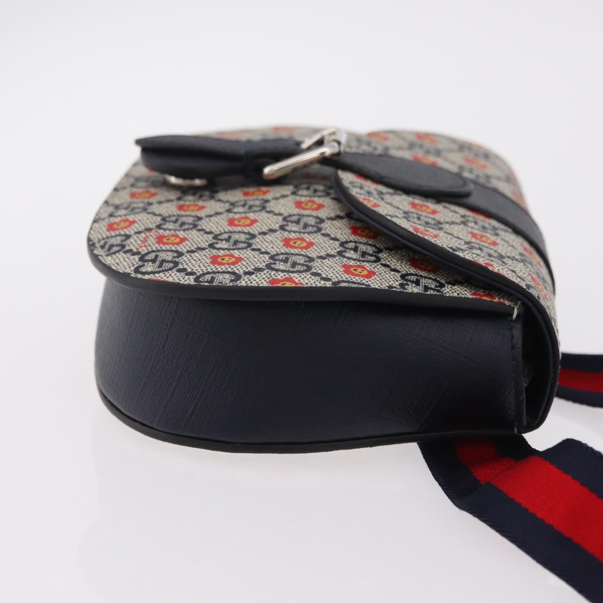GUCCI GG Supreme Children's Waist bag PVC Sherry Line Navy 835822 Auth 206329M
