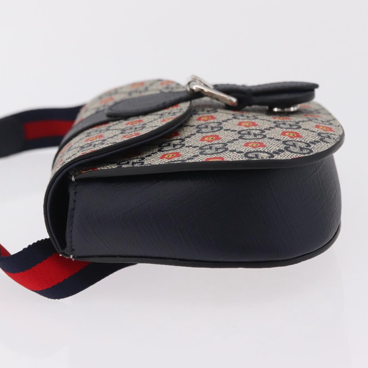 GUCCI GG Supreme Children's Waist bag PVC Sherry Line Navy 835822 Auth 206329M