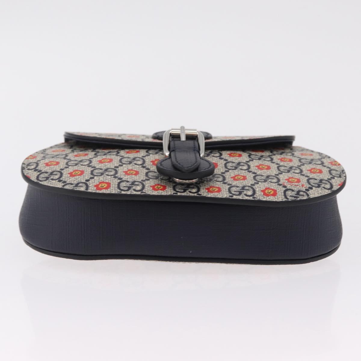 GUCCI GG Supreme Children's Waist bag PVC Sherry Line Navy 835822 Auth 206329M