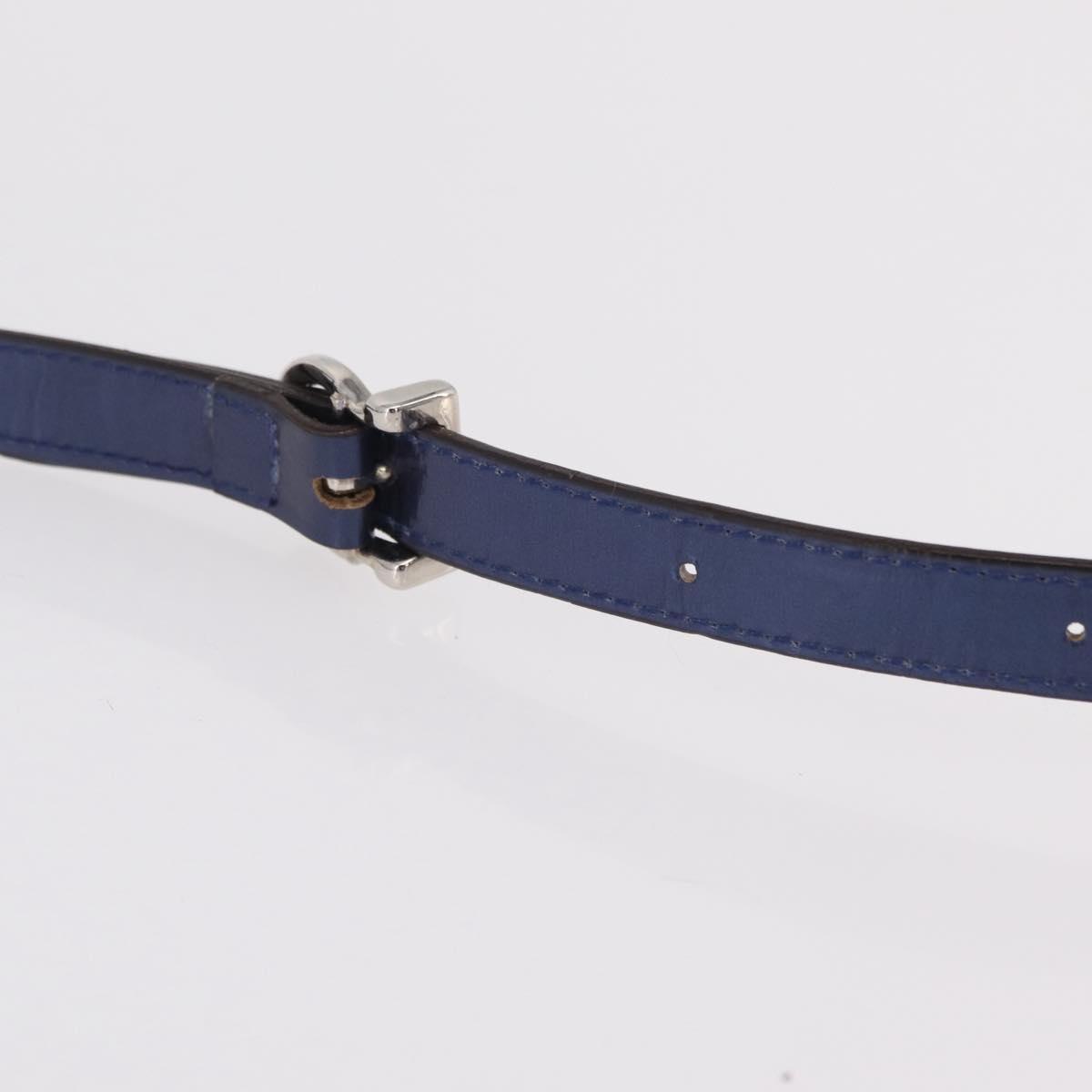Salvatore Ferragamo Gancini Bag Patent leather 2way Navy Silver Auth 206330A