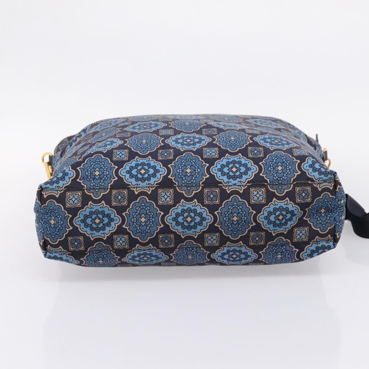 PRADA Tote Bag Nylon 2way Navy Gold Auth 206331A