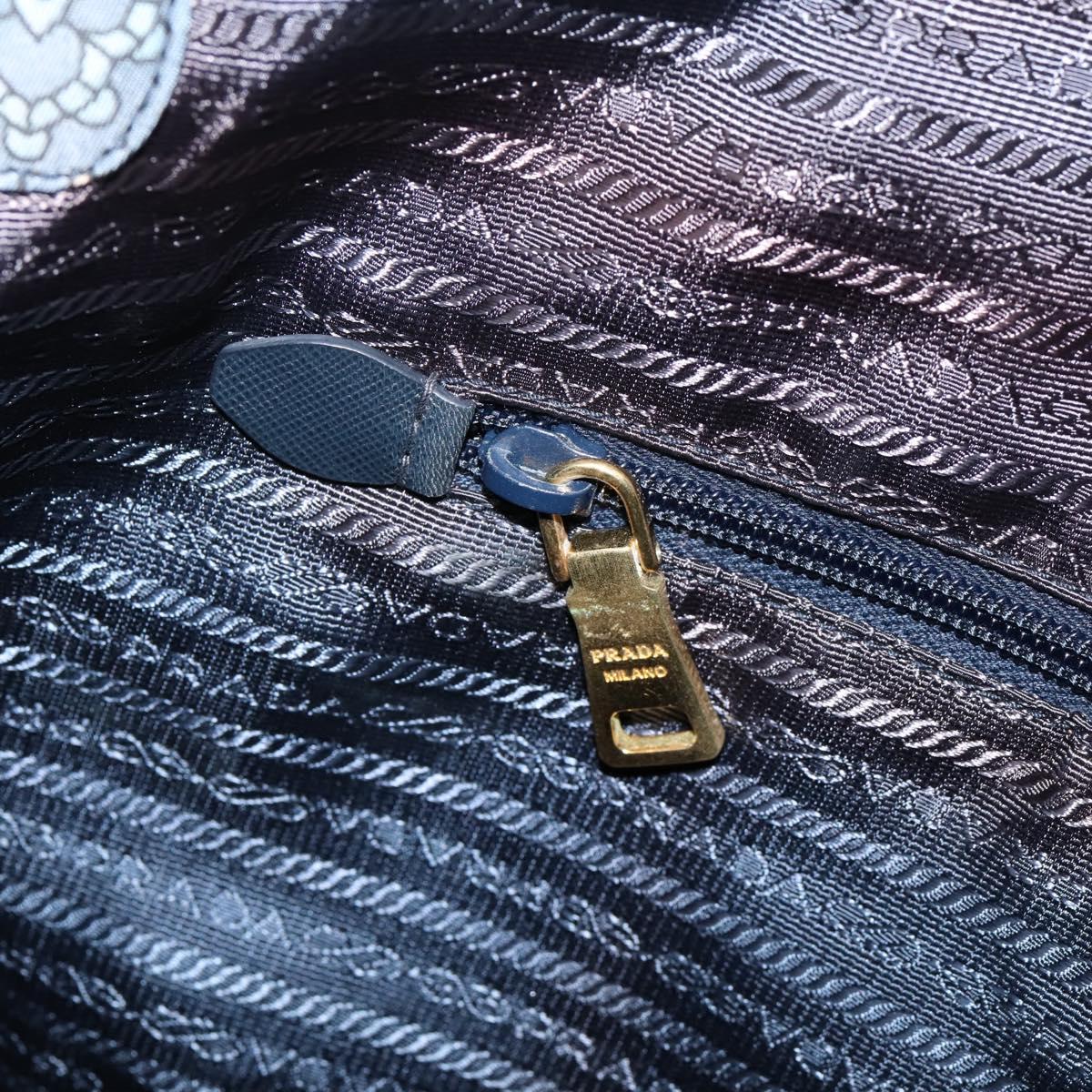 PRADA Tote Bag Nylon 2way Navy Gold Auth 206331A