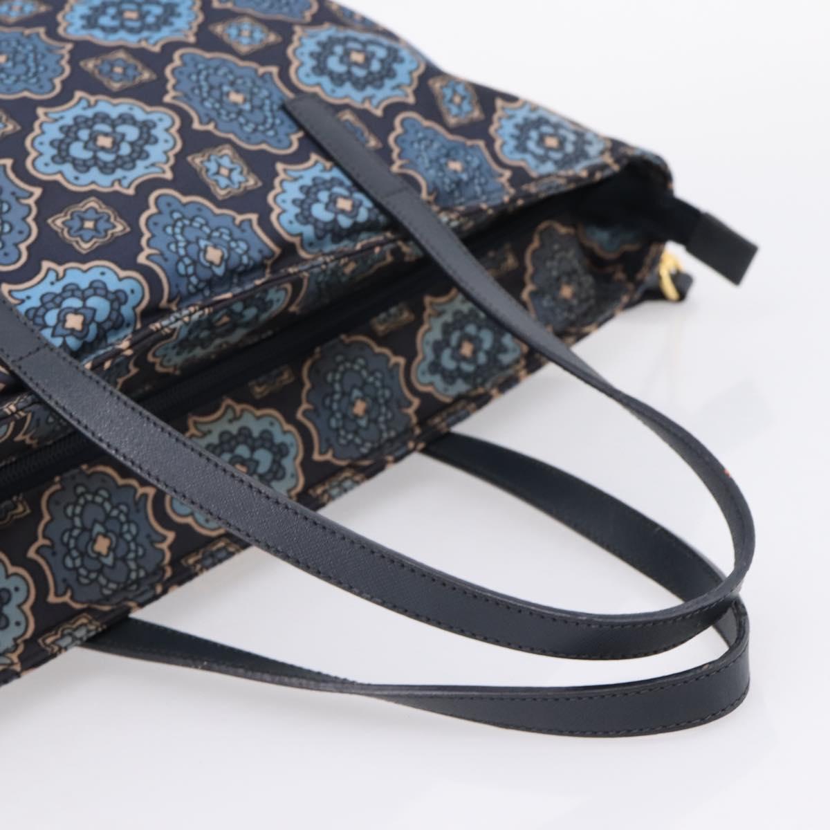 PRADA Tote Bag Nylon 2way Navy Gold Auth 206331A