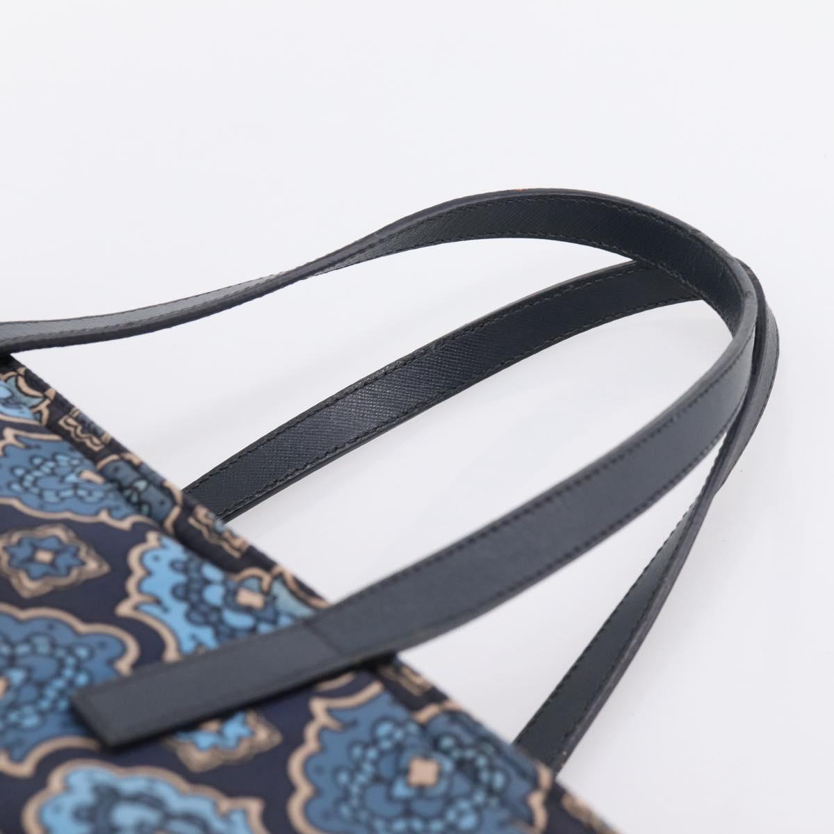 PRADA Tote Bag Nylon 2way Navy Gold Auth 206331A