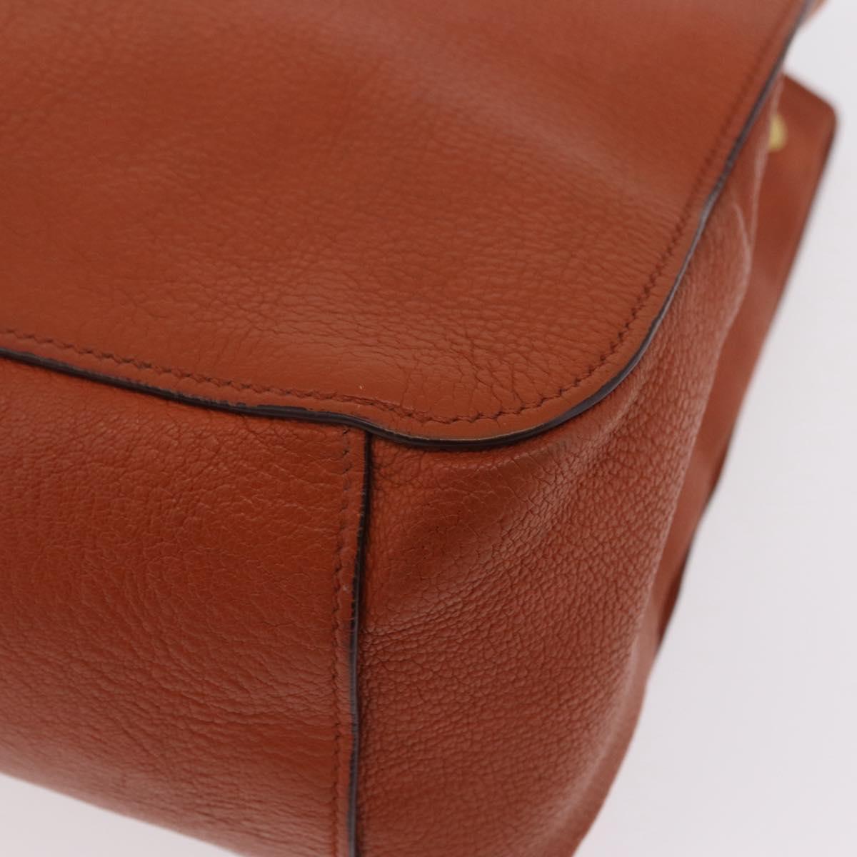 Miu Miu Hand Bag Leather 2way Orange Gold Auth 206335A