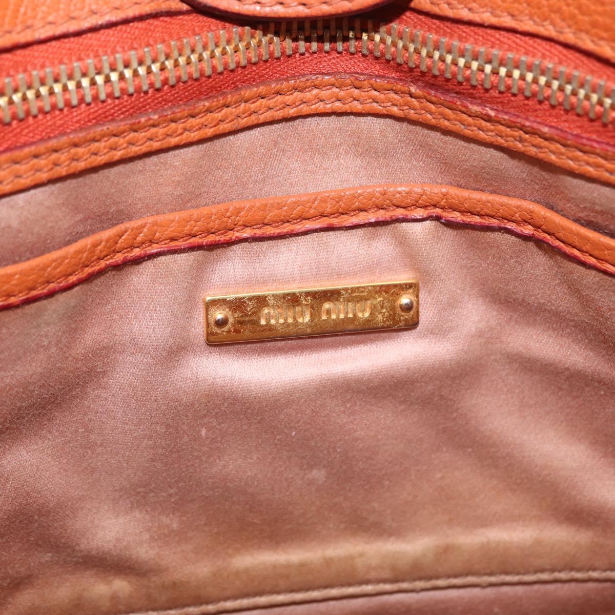 Miu Miu Hand Bag Leather 2way Orange Gold Auth 206335A
