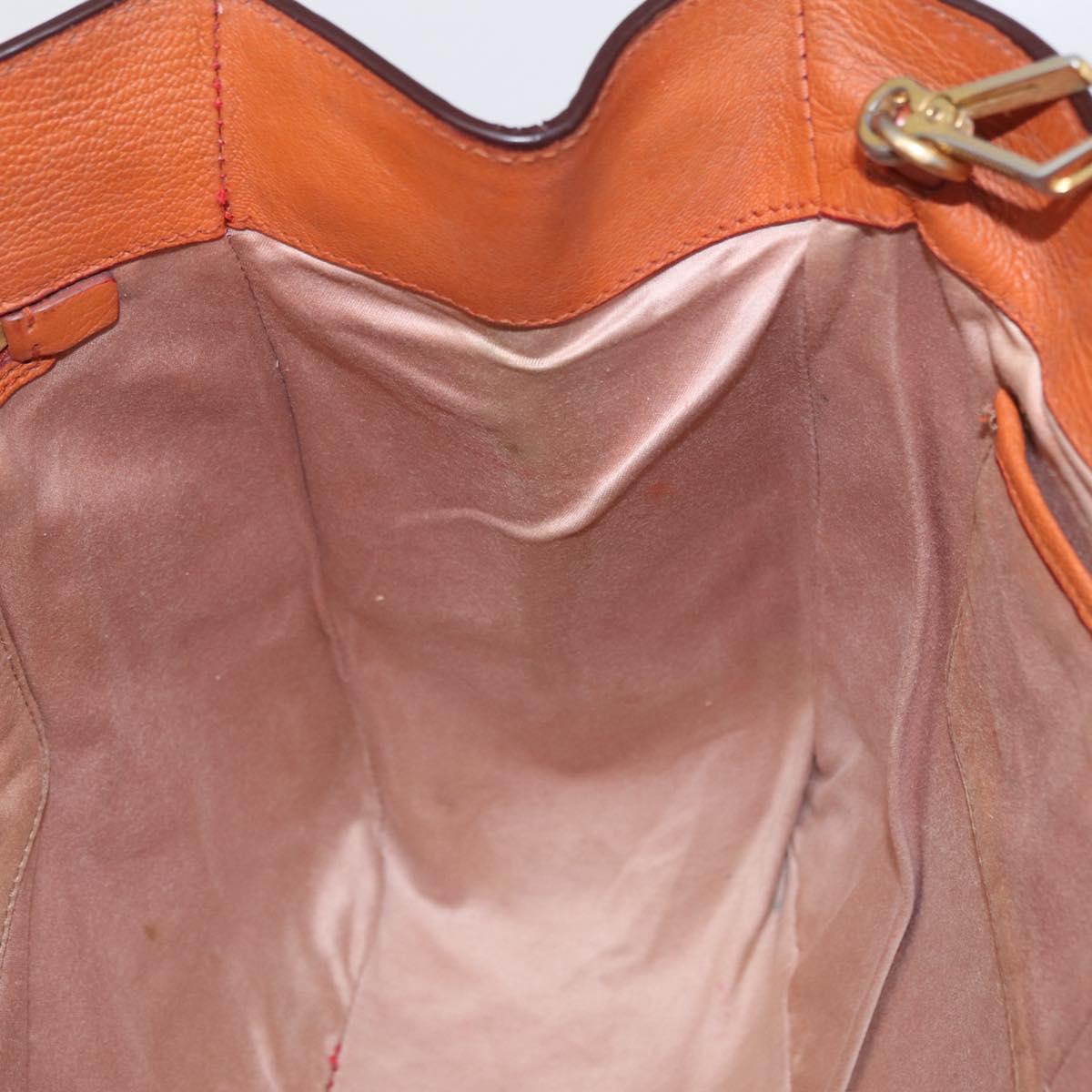Miu Miu Hand Bag Leather 2way Orange Gold Auth 206335A