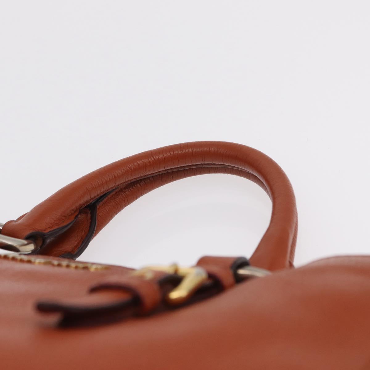 Miu Miu Hand Bag Leather 2way Orange Gold Auth 206335A