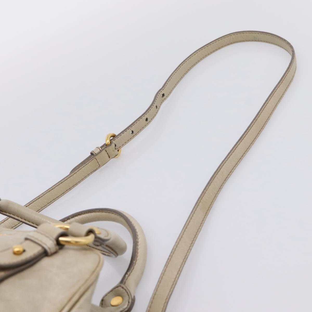 Miu Miu Hand Bag Vitellolux 2way Beige Gold Auth 206339A