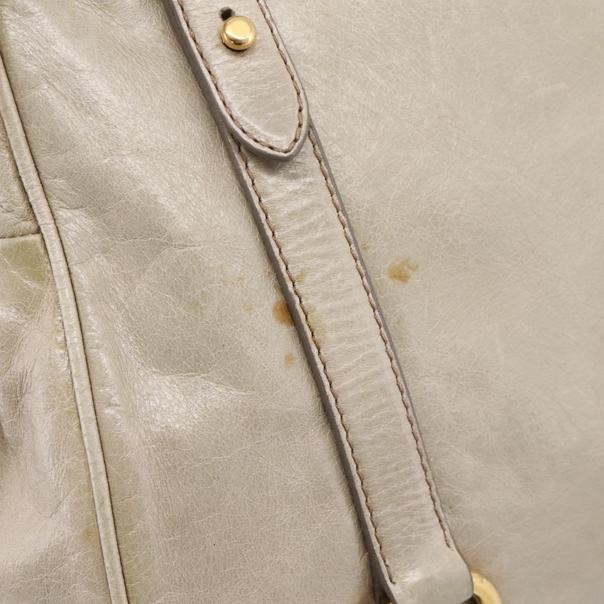 Miu Miu Hand Bag Vitellolux 2way Beige Gold Auth 206339A