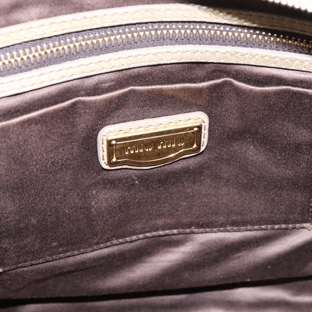 Miu Miu Hand Bag Vitellolux 2way Beige Gold Auth 206339A