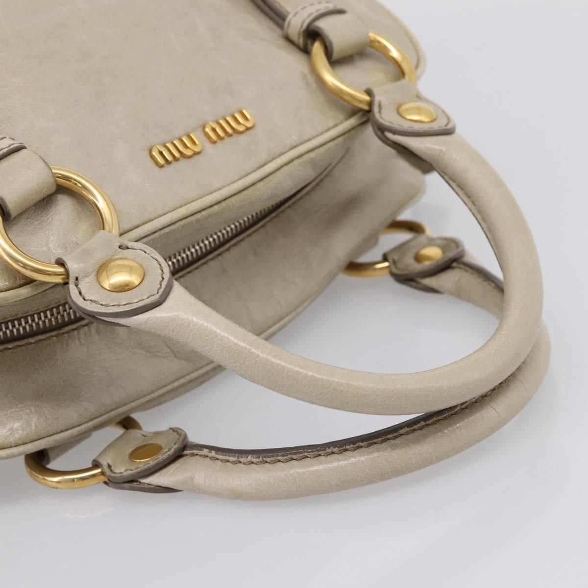 Miu Miu Hand Bag Vitellolux 2way Beige Gold Auth 206339A