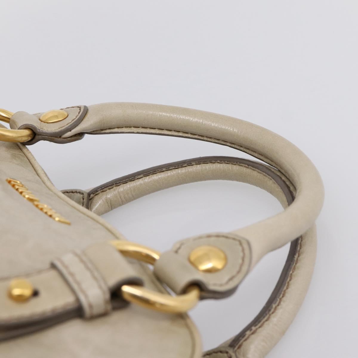 Miu Miu Hand Bag Vitellolux 2way Beige Gold Auth 206339A