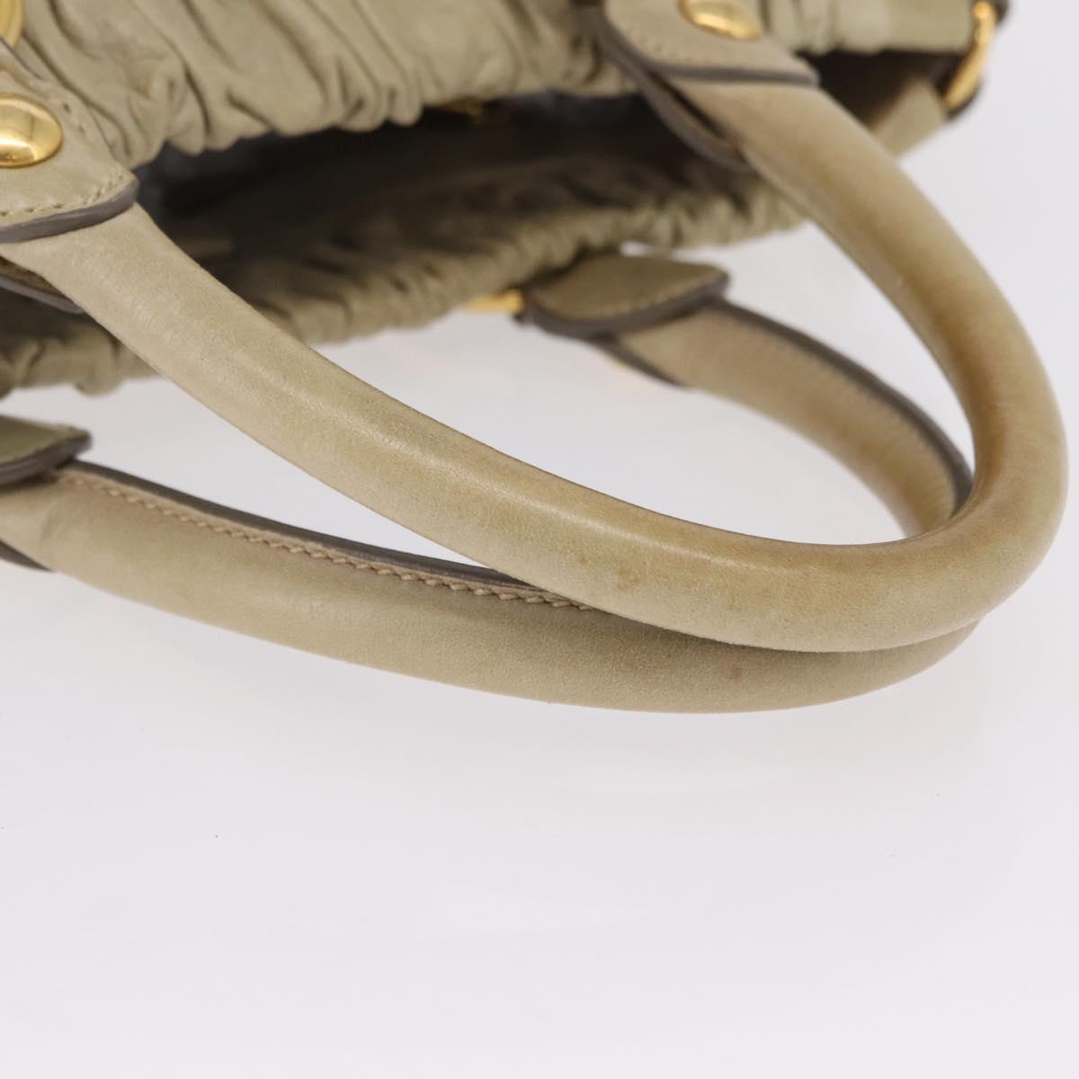 Miu Miu Hand Bag Leather Beige Gold Auth 206341A