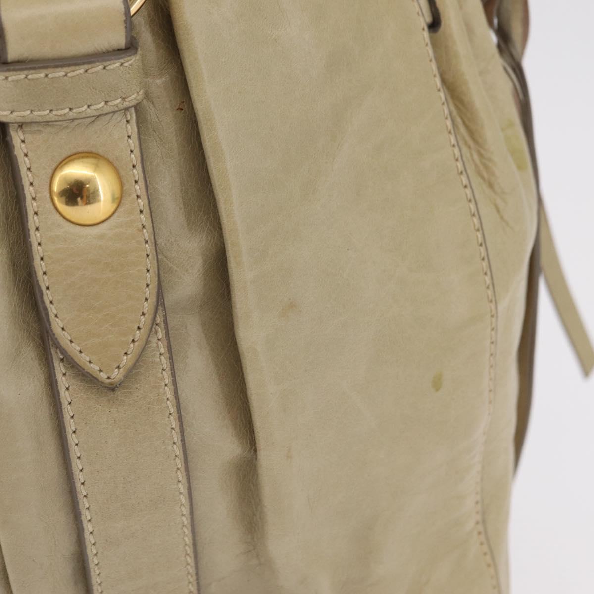 Miu Miu Hand Bag Leather Beige Gold Auth 206341A
