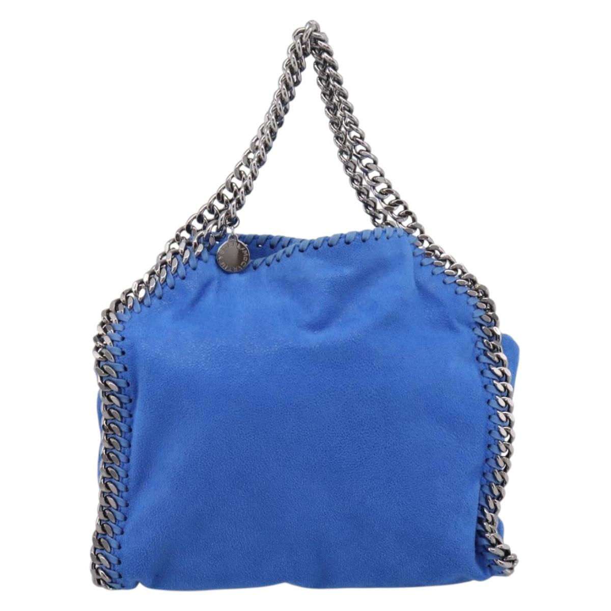 Stella MacCartney Chain Falabella Bag Suede Blue Silver 371223 Auth 206343A