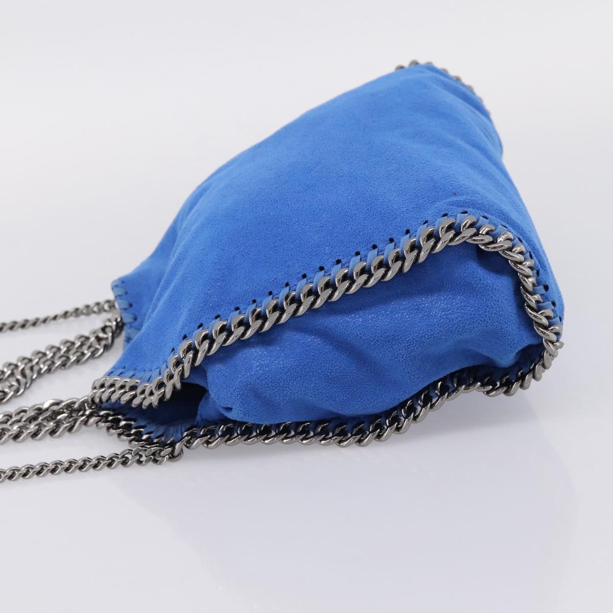 Stella MacCartney Chain Falabella Bag Suede Blue Silver 371223 Auth 206343A
