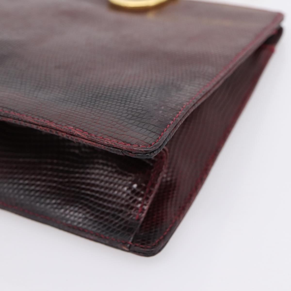 Salvatore Ferragamo Gancini Hand Bag Leather Bordeaux Gold Auth 206353A