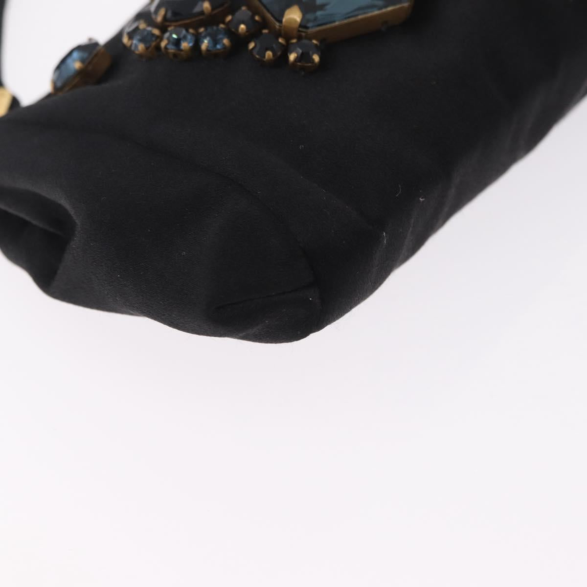 Miu Miu Matelasse Clutch Bag Satin Black Gold Auth 206357A