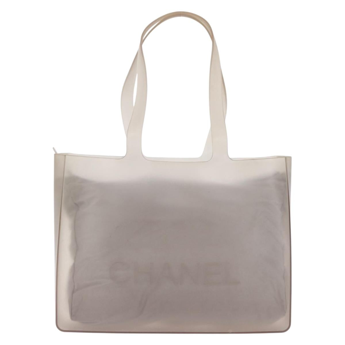 CHANEL Tote Bag Rubber Gray CC Auth 206363