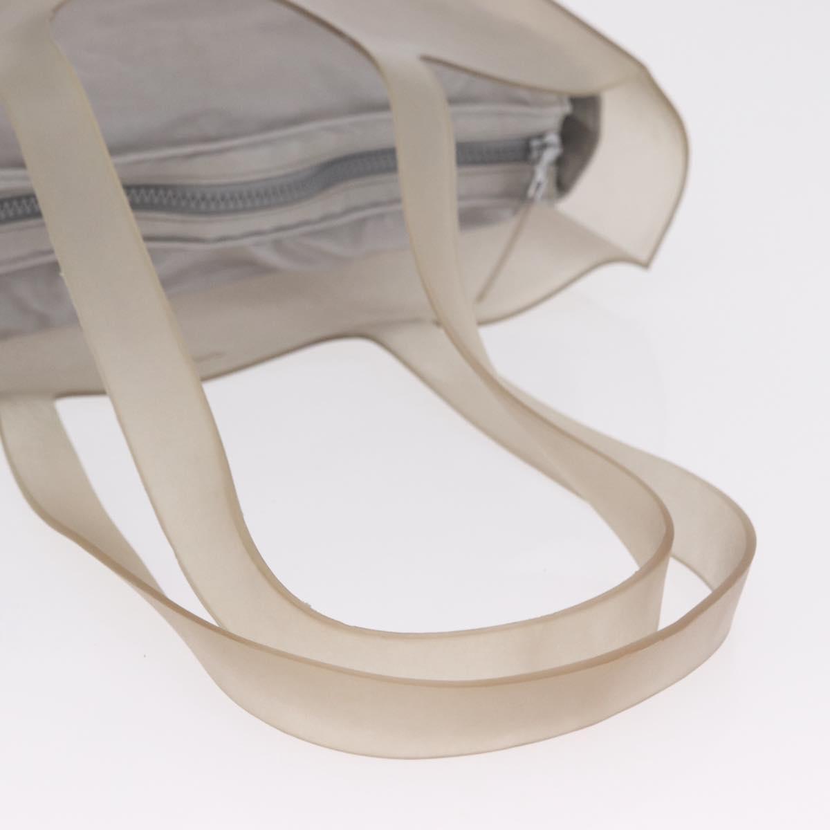 CHANEL Tote Bag Rubber Gray CC Auth 206363