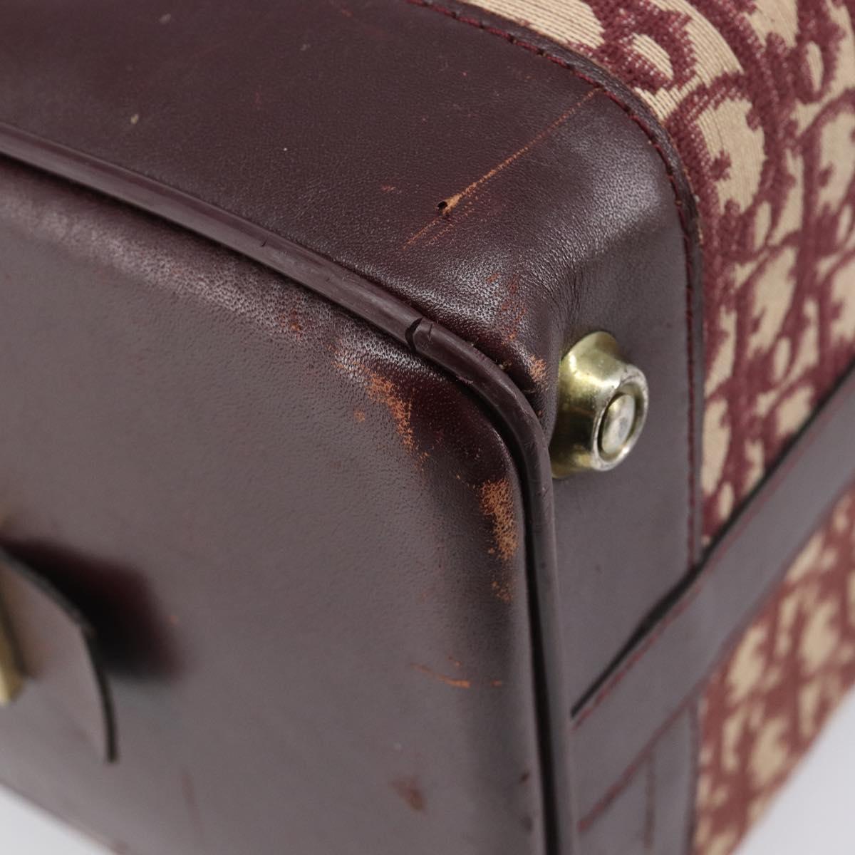 Christian Dior Trotter Canvas Boston Bag Red Gold Auth 206367