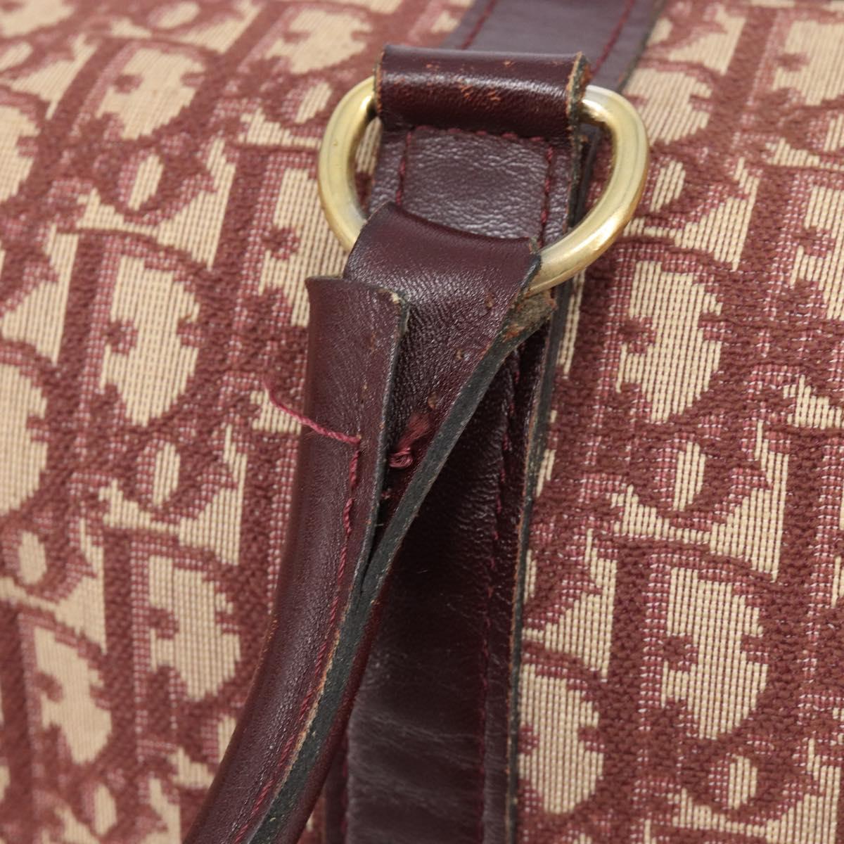 Christian Dior Trotter Canvas Boston Bag Red Gold Auth 206367