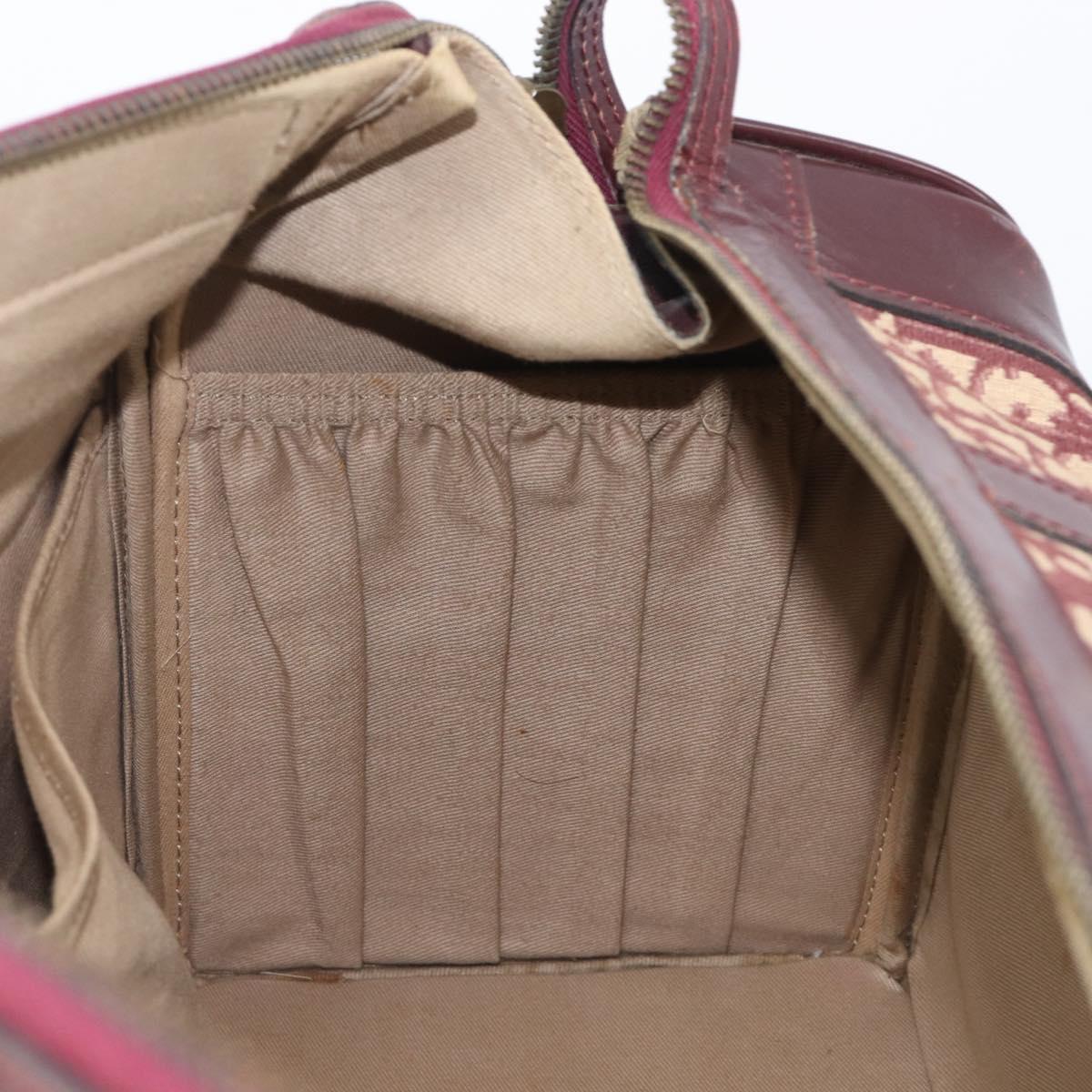 Christian Dior Trotter Canvas Boston Bag Red Gold Auth 206367
