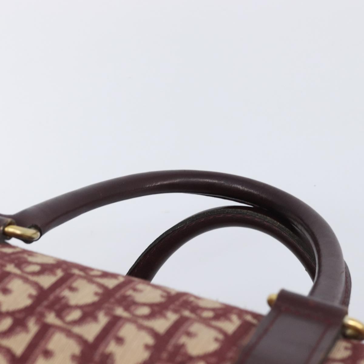 Christian Dior Trotter Canvas Boston Bag Red Gold Auth 206367