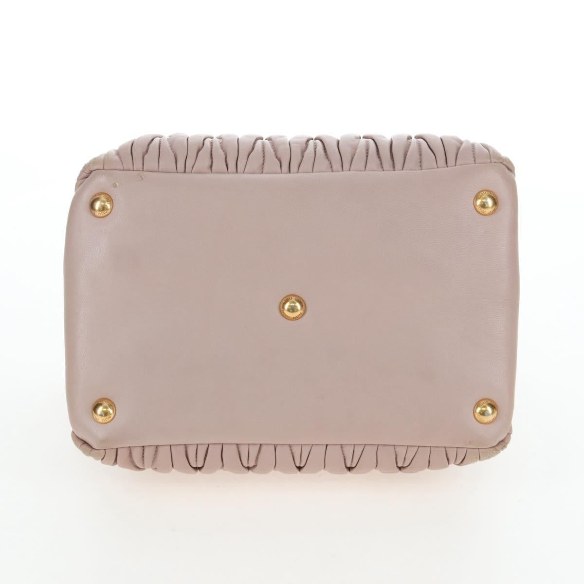 Miu Miu Matelasse Hand Bag Leather Pink Gold Auth 206368