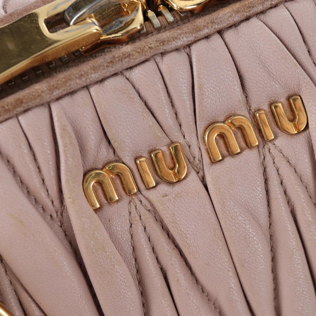 Miu Miu Matelasse Hand Bag Leather Pink Gold Auth 206368