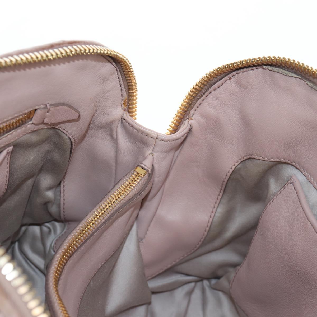 Miu Miu Matelasse Hand Bag Leather Pink Gold Auth 206368